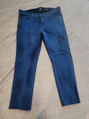 7 For All Mankind Slimmy Jeans Size 24 Blue W/ Black Accents Denim 30" Inseam